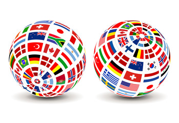 Obraz premium Flags of the world on a globe. 