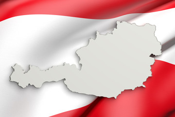 Fototapeta na wymiar Silhouette of Austria map with Austrian flag flag