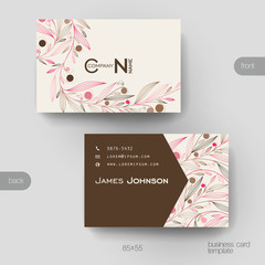 Business card vector template with floral abstract background