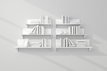 3d rendered bookshelves.