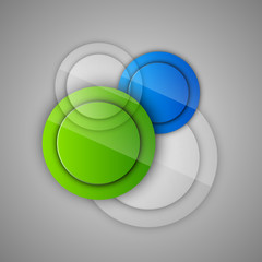 Abstract background with glossy circles. Glossy buttons. Vector