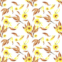 yellow flowers, watercolor