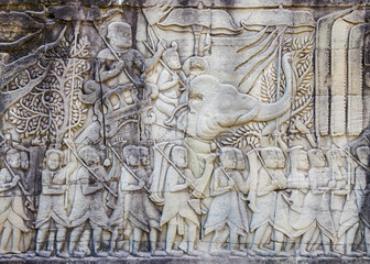 Bas relief from Ankhor Thom, Cambodia