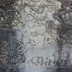 Bas relief from Ankhor Thom, Cambodia