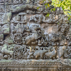Lichen covered Bas reliefPreah Khan,the Temple of the Sacred Swo