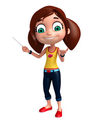 3D Render of Little Girl with pointing pose