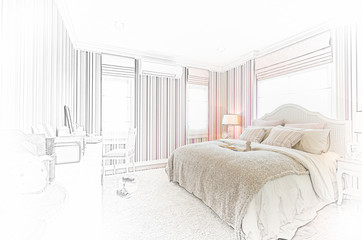 sketch design of modern bedroom interior