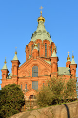 Fototapeta na wymiar Uspensky Cathedral in Helsinki. Built 1868, it is largest Orthodox Cathedral in Western Europe