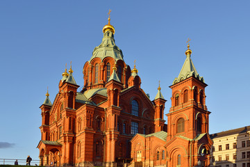 Fototapeta na wymiar Uspensky Cathedral in Helsinki. Built 1868, it is largest Orthodox Cathedral in Western Europe