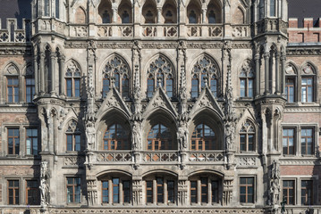 Fototapeta premium Close up of the tower of the new town hall in Munich, Germany