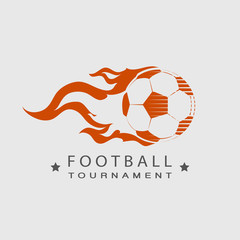 Football  Soccer tournament logo ball on fire