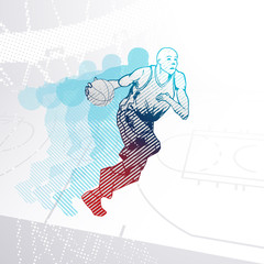 Stylized Basketball player dribbling the ball