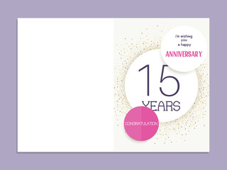 15th anniversary decorated greeting card template.