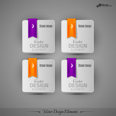 Business stickers on the gray background. Vector design elemnts.