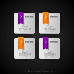 Business stickers on the gray background. Vector design elemnts.