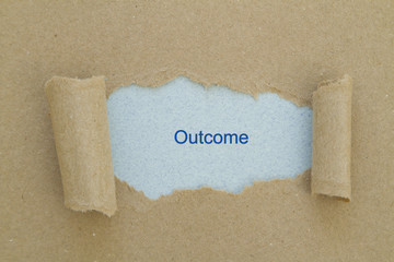 Outcome word written under torn paper.