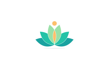 lotus flower human icon spa logo