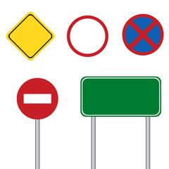 Blank road sign with pole