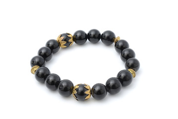 Bracelet with black beads isolated