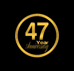 Fototapeta premium 47 anniversary with black golden ring 
