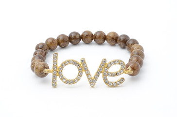 bracelet with wooden beads isolated