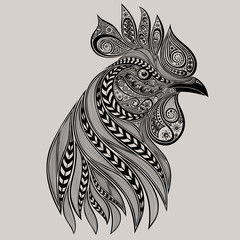 Abstract vector rooster tattoo. New year 2017