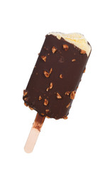 Ice cream covered with chocolate