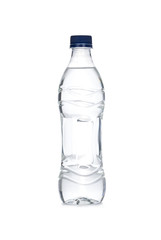 Plastic bottle of drinking water isolated on white