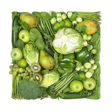  Square Of Green Fruits And Vegetables