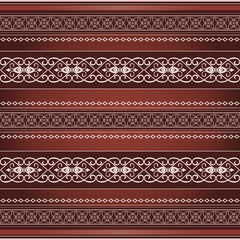 Decorative seamless border on a red brown background.