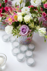 Decoration of flowers in iron vase 