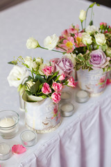 Decoration of flowers in iron vase 