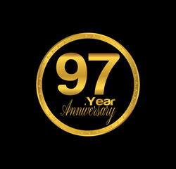 Fototapeta premium 97 anniversary with black golden ring 