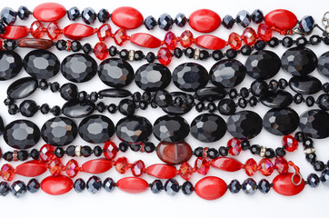 texture black and red beads