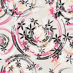 Tuinposter seamless background pattern, with circles/oval, paint strokes an © Kirsten Hinte