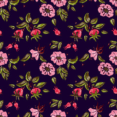 Rose seamless pattern in dark