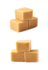 Almond butter toffee cube isolated