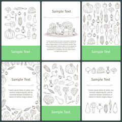 Fototapeta na wymiar Vector set of prepared cards with hand drawn vegetables
