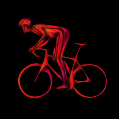 Cyclist in a bike race on black background