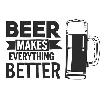 Hand drawn image with quote about beer