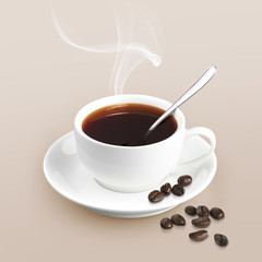 cup of coffee on color background