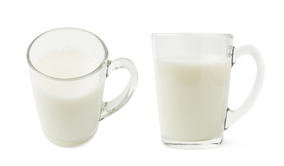 Glass mug filled with milk isolated