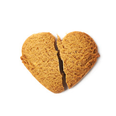 Heart shaped broken cookie isolated