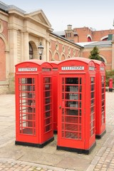 Fototapeta na wymiar Red telephone box in Bolton, UK