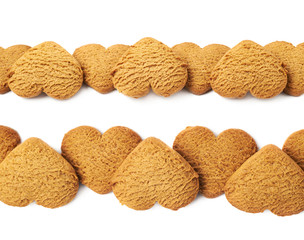 Line made of heart shaped cookies