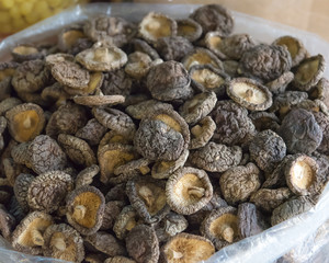 Dried mushrooms in Binh Tay market, Saigon, Vietnam
