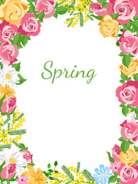  Floral poster design with flowers frame