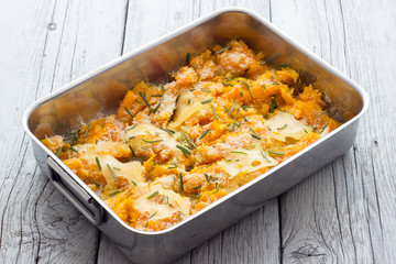 Cooking pumpkin baked with cheese