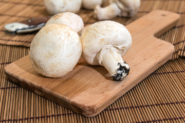 Champignon on a chopping board