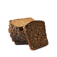 Black bread slices stack isolated